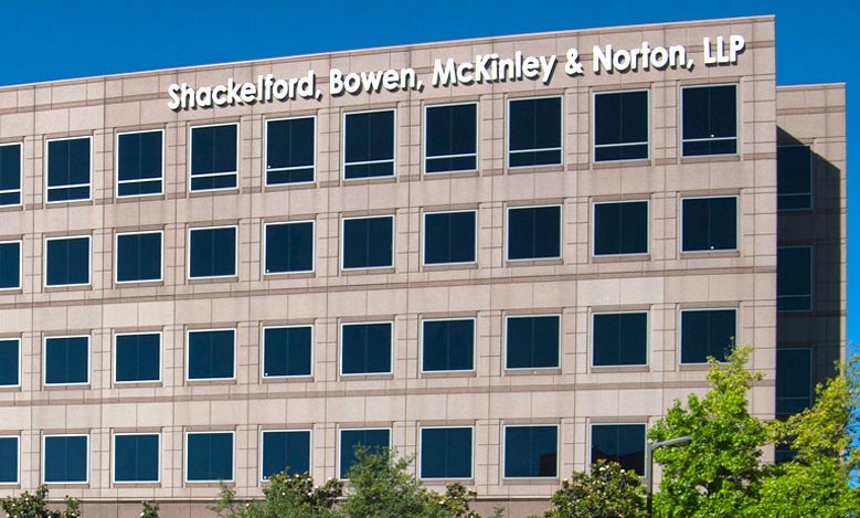 Shackelford, Bowen, McKinley & Norton, LLP law firm building front, faa, 
