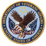Department of Veterans Affairs United States of America circular emblem seal eagle with two flags in it's talons 5 stars floating above its head